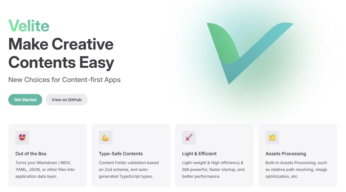 Velite.js 공식 홈페이지